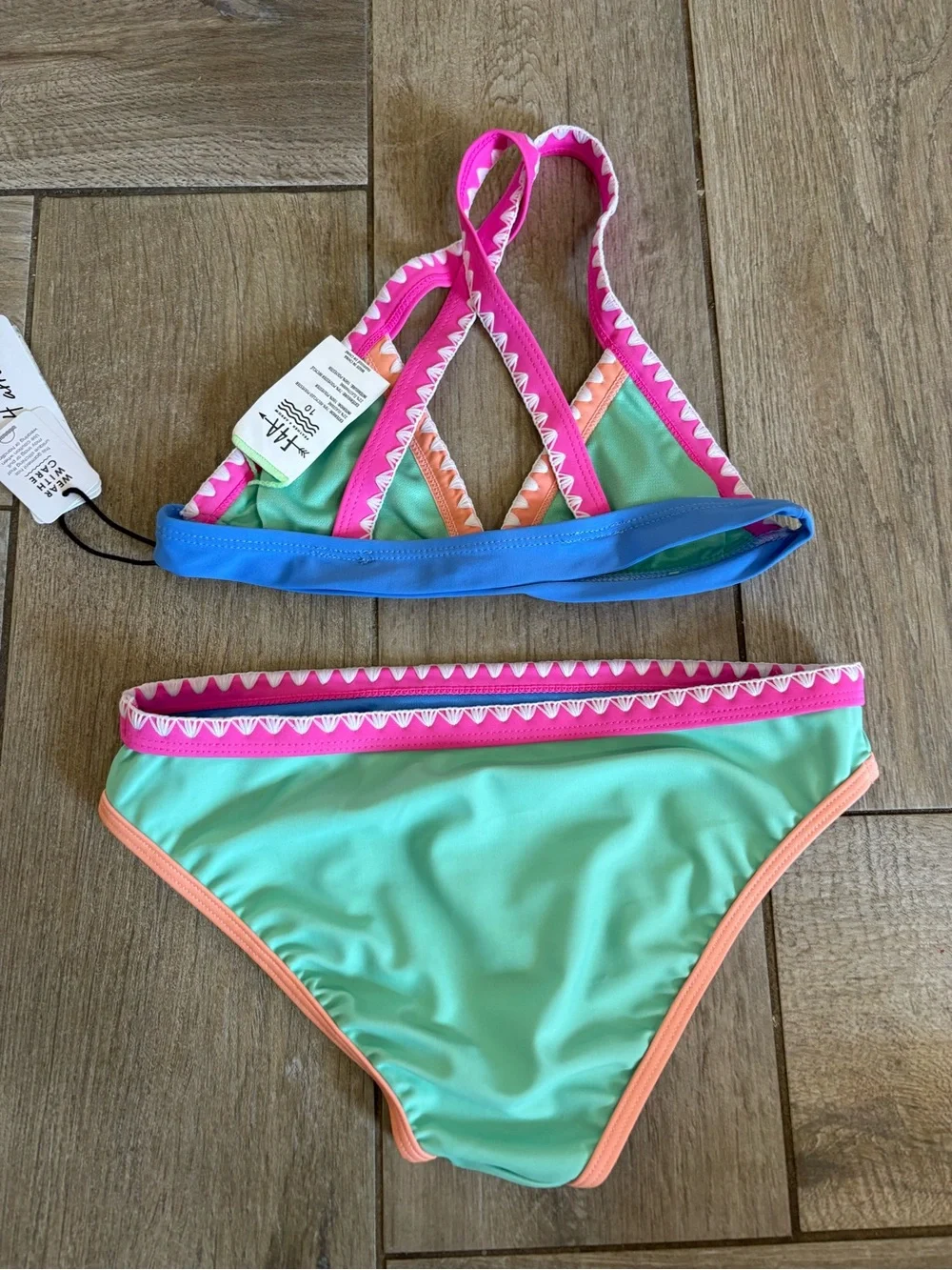 Feather 4 Arrow Kids' Coastline Whipstitch Trim UPF 50+ Two-Piece Swimsuit 10